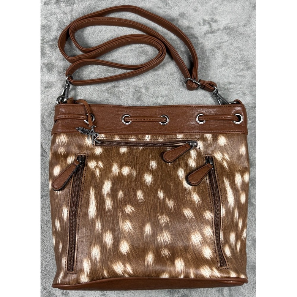 Angel Ranch Deer Print Concealed Carry Bucket Bag Brown Purse D330001102 - Picture 9 of 16